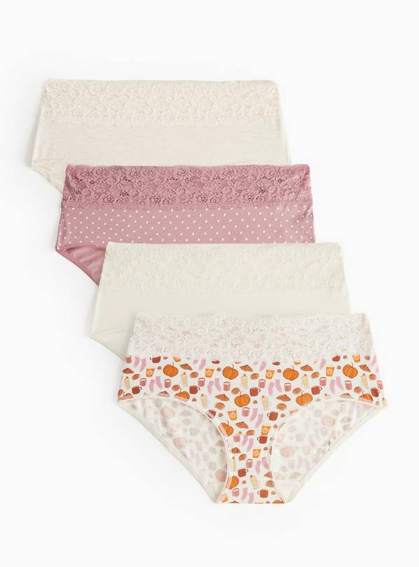 Autumn Printed Comfort Lace Midi Knickers 5 Pack 18